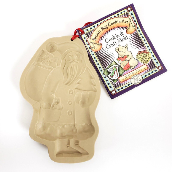 NEW!! 1983 Vtg Brown Bag Cookie Art St. Nicholas Cookie Craft Mold Santa Claus - Picture 1 of 6